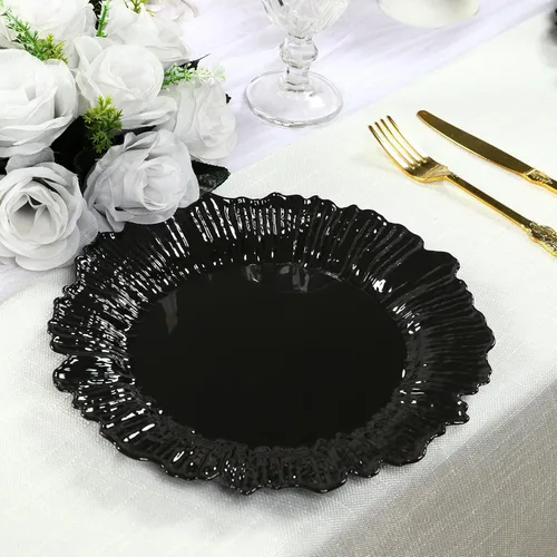 Miniatura 40 de Efavormart - Juego de 20 platos de plástico con diseño de arrecife negro, platos de fiesta de postre y aperitivo de 7 pulgadas, elegante vajilla