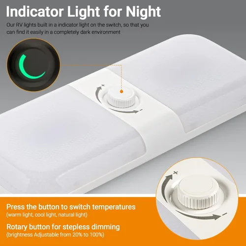 Miniatura 6 de CT CAPETRONIX Luces Interiores para RV 1700LM, Luces para Camper de 3 Colores TEM, Regulables 12v Voltios Luminaria de Luces LED, Luz de Cúpula