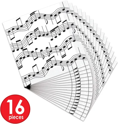 Miniatura 2 de Beistle 16 servilletas de papel para bebidas con notas musicales de los años 50, vajilla de rock and roll para decoraciones nocturnas de los años 50