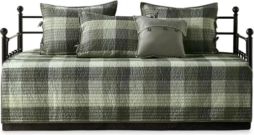 Miniatura 12 de Madison Park Ridge - Juego de funda para sofá cama, diseño reversible con estampado de espiga a cuadros estilo cabaña rústica, ropa de cama de lujo