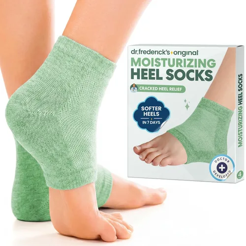 Dr. Frederick's Original- Calcetines hidratantes para el tratamiento del talón agrietado/pies secos para mujeres y hombres, 2 pares, aloe verde