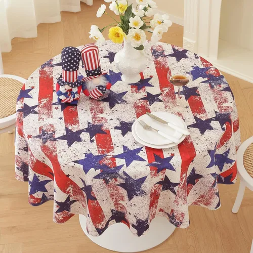 Miniatura 10 de SASTYBALE Mantel patriótico rectangular de 52 x 70 pulgadas, 4 de julio, Día de los Veteranos, Día de los Veteranos, estampado de fuegos
