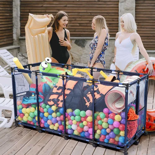 Miniatura 8 de Yescom Cesta de almacenamiento de flotador de piscina de 280 galones, tamaño XXXL para fideos de balsa de juguete, al aire libre, 65 x 30 x 33 Azul