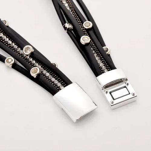 Miniatura 4 de Pulsera de cuero para mujer con cuentas de cristal para mujer