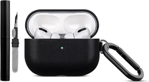 Lopie Serie Hecha a Mano Funda de Cuero para AirPods Pro con Llavero, Completamente Envuelta con Cuero de Grano Completo Funda Protectora para