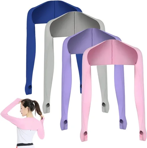Miniatura 18 de 4 fundas de chal de enfriamiento con agujeros para los dedos, chal de enfriamiento para mujer, fundas de brazo anti UV, transpirables y cómodas
