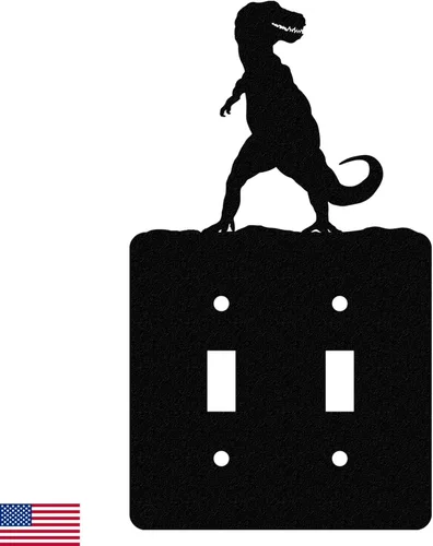 Miniatura 7 de Cubierta de Interruptor de Luz de Acero Americano, Cubierta de Enchufe con Decoración de Dinosaurio, Cuerpo de Tiranosaurio T-Rex, Interruptor