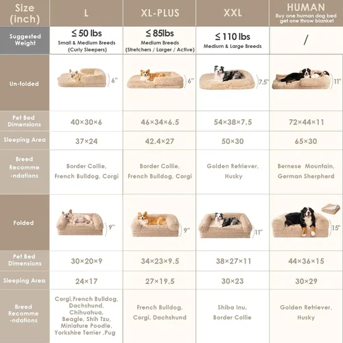Miniatura 2 de EHEYCIGA Cama plegable XL para perros, 46 x 34 x 6.5 pulgadas, sofá cama mullida de piel sintética para perros grandes, cama ortopédica calmante