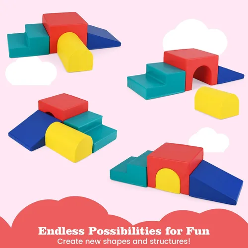 Miniatura 3 de Costzon Juguetes de escalada para niños pequeños, 4 piezas de escalador de espuma de un solo túnel para escalar, gatear y deslizarse, bloques