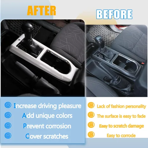 Miniatura 2 de Cubierta de marco de panel de engranajes de consola central compatible con Toyota Tacoma 2016-2023, panel de cambios de automóvil, portavasos, marco