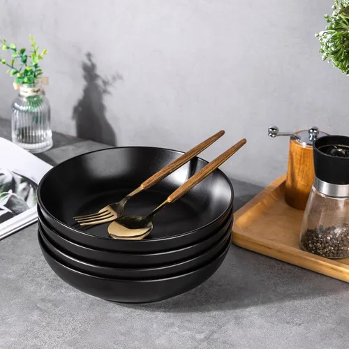 Miniatura 7 de AmorArc Juego de 4 cuencos de cerámica para pasta de 8.5 pulgadas, cuencos grandes de 32 onzas para cocina, cuencos anchos para pasta, ensalada