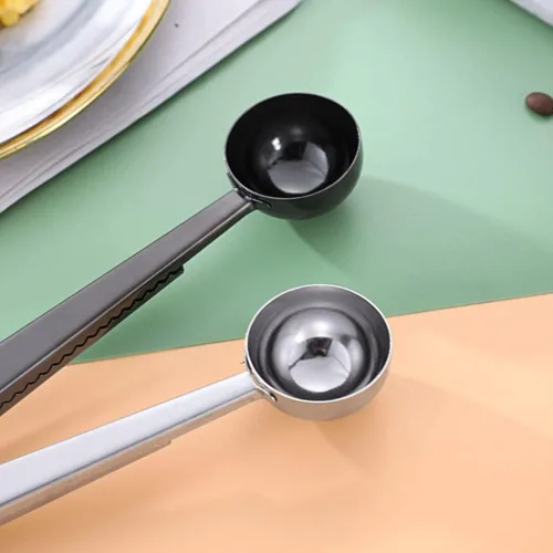 Miniatura 4 de Cuchara de café con clip de cucharada de acero inoxidable Cuchara de café con mango largo multifunción Bolsa de sellado Clip para té, café, proteína