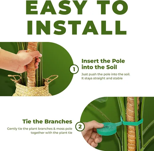 Miniatura 6 de Paquete de 2 postes de musgo flexibles de 28 pulgadas para soporte de plantas Monstera para plantas de interior - Bastón de musgo alto tipo enrejado