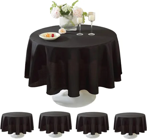 Miniatura 34 de Paquete de 5 Manteles Cuadrados 60 x 60 Pulgadas de Carbón, Mantel de Poliéster Lavable para Uso en Hogar, Fiesta, Boda o Restaurante.