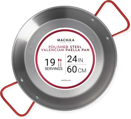 Miniatura 8 de Machika Carbono - paella 20 in - 50 cm y 14 Porciones, fabricada en Acero al Carbono, con hoyuelos para mayor resistencia y ligereza, ideal