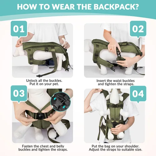 Miniatura 6 de Lukovee Mochila Transportadora para Perros, Patas Afuera Transportador Frontal de Fácil Ajuste para Perros Pequeños y Medianos, Transportador