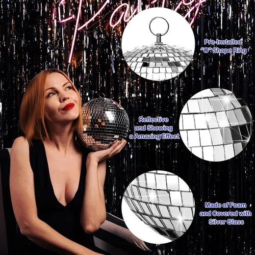 Miniatura 4 de Funtery 100 Piezas Bolas de Discoteca con Espejo a Granel Surtidas Plateadas Colgantes Decoración de Bolas de Discoteca para Hogar Boda Cumpleaños