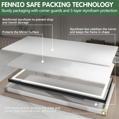 Miniatura 7 de FENNIO Espejo de longitud completa con luces, espejo LED de cuerpo completo de 80 x 36 pulgadas, espejo colgante de pared con luces para dormitorio