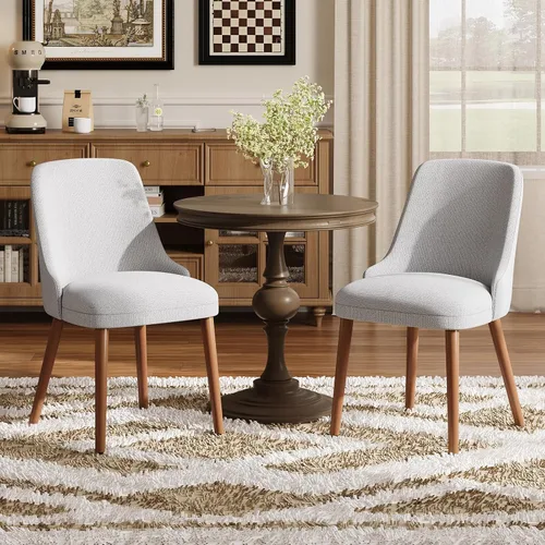 Miniatura 25 de MALOL Juego de 4 sillas de comedor tapizadas con patas de madera, sillas de cocina acolchadas con respaldo alto para comedor, restaurante y Beige-New