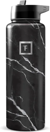 Miniatura 53 de IRON °FLASK Frasco de hidratación para acampar y senderismo con pajilla, botella de agua deportiva de acero inoxidable con aislamiento de boca Dark