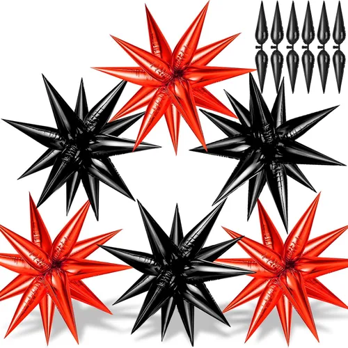 Miniatura 11 de 72 unidades de globos de estrella, grandes globos de cono de estrella metálicos de 26 pulgadas, globos de papel de aluminio de explosión colorida