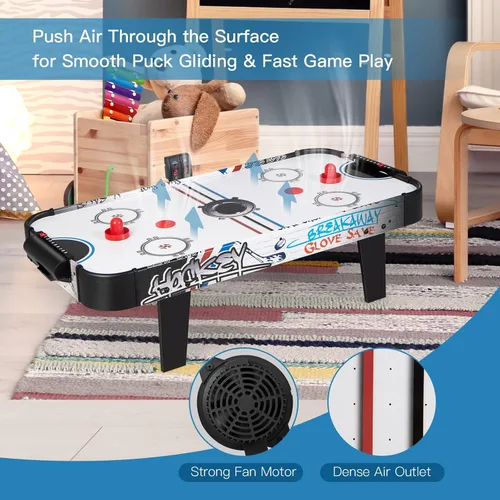 Miniatura 2 de GYMAX Mesa de Hockey de Aire, Mesa de Hockey de Aire de Sobremesa de 42" con 2 Discos, 2 Paletas, Marcador LED, Mini Mesa de Arcade de Hockey