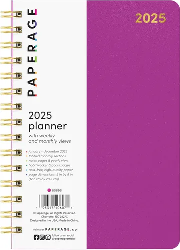 Miniatura 11 de PAPERAGE Agenda semanal y mensual 2026, 12 meses (enero de 2026 a diciembre de 2026), 5.6 x 8 pulgadas, agenda 2026 de tapa dura con hojas semanales