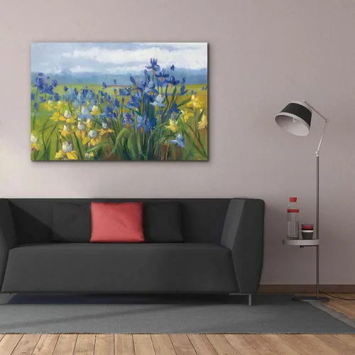 Miniatura 3 de Epic Graffiti Carol Rowan - Lienzo decorativo para pared, diseño "Blue and Yellow Flower Field", 60 x 40 pulgadas