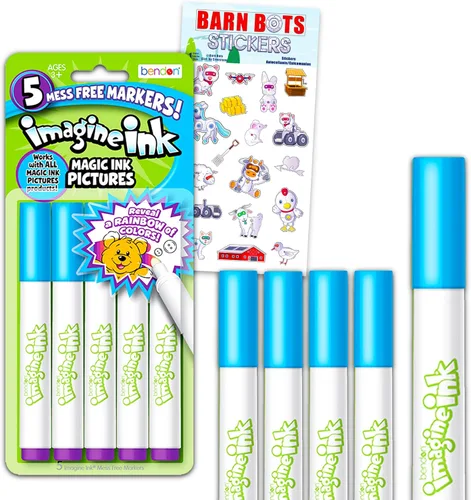 Bendon Publishing Imagine - Paquete de 5 marcadores de tinta Imagine de repuesto para libros de colorear de tinta Imagine para niños con calcomanías