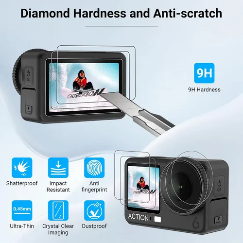 Miniatura 5 de CYNOVA Osmo Action 6 - Protector de pantalla para DJI Osmo Action 6, protector de pantalla de vidrio templado ultra transparente con 1 funda