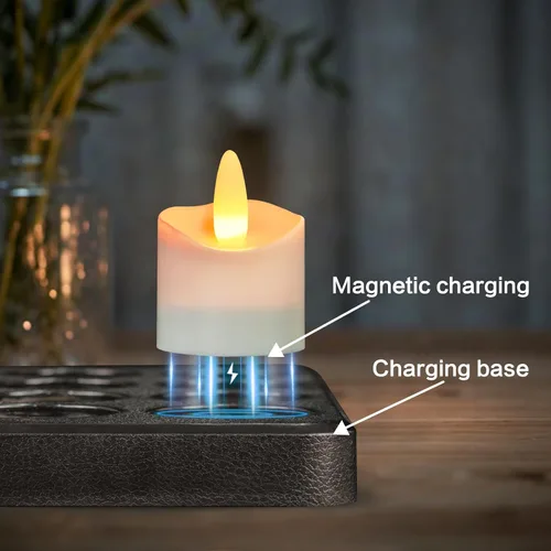 Miniatura 4 de HL Velas sin llama con temporizador remoto, más de 100 horas recargables, impermeables, funciona con pilas, con base de carga, velas flotantes