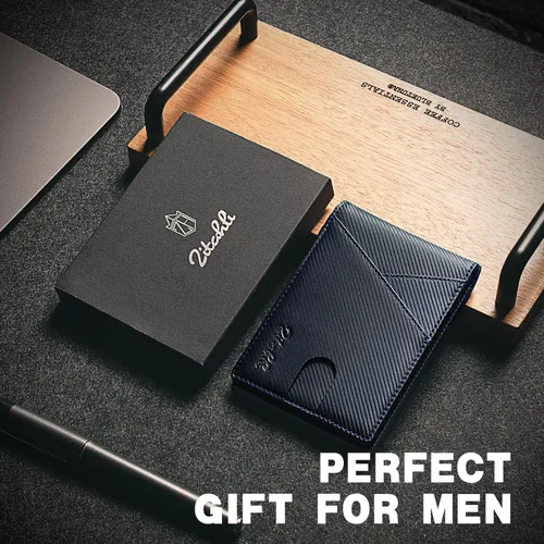 Miniatura 61 de Zitahli - Billeteras delgadas RFID para hombres, billetera de cuero flexible con clip de dinero, cartera minimalista con bolsillo frontal