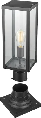 Miniatura 6 de Globe Electric 44384 Lámpara de poste de lámpara para exteriores con adaptador de base, negro mate, inserciones de vidrio transparente, iluminación