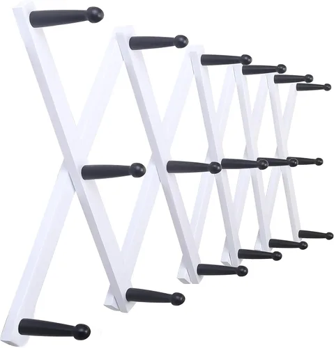 SKOLOO Perchero para sombreros de pared con 17 ganchos, madera maciza, moderno, ampliable, perchero de pared para abrigos, sombreros, bolsos, gorras