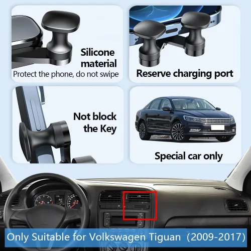 Miniatura 5 de Soporte para teléfono de coche para 2009 2010 2011 2012 2013 2014 2015 2016 2017 Tiguan Auto Accesorios Decoración Interior Teléfono Móvil Celular