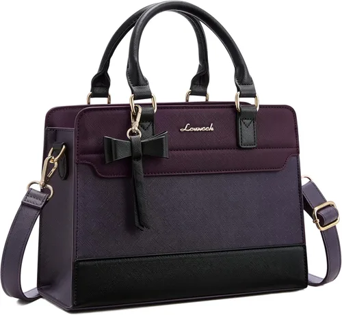 Miniatura 13 de LOVEVOOK Carteras para mujeres, Bolso tote de cuero y carteras, Bolso bandolera cruzado con asa superior con cremallera Negro/Blanco/Marrón