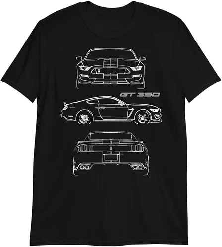 2017 Shelby GT350 Mustang - Camiseta unisex de manga corta para autos deportivos, carreras callejeras, diseño de esquema de Stang, color negro