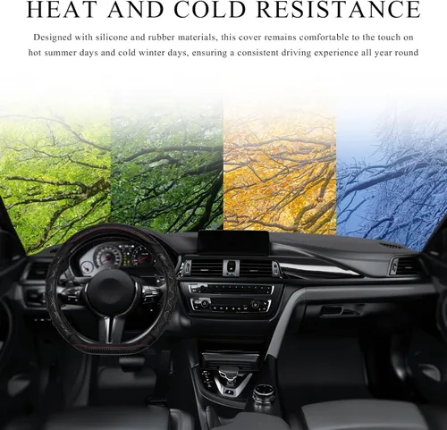 Miniatura 6 de Funda para volante de automóvil, protector antideslizante de 15 pulgadas para volante con diseño de panal 3D, fundas universales para volante