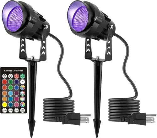 Foco que cambia de color con temporizador, luces LED IP65 que cambian de color, luces LED IP65 impermeables para exteriores, soporte de metal para