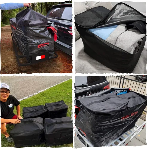 Miniatura 5 de Mockins Soporte de enganche de carga plegable de 48 x 18 x 6 pulgadas y bolsa de carga impermeable de 15 pies cúbicos para cama de camioneta con 4
