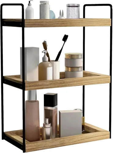 Miniatura 7 de Dorhors Organizador de encimera de baño de 3 niveles, estante de almacenamiento de baño, bandeja de mostrador y organizador de tocador (negro)