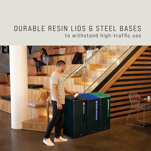 Miniatura 6 de Rubbermaid Commercial Products Sustain - Contenedor decorativo de 15 galones, negro/verde, interior para edificios de oficinas, patios de comida