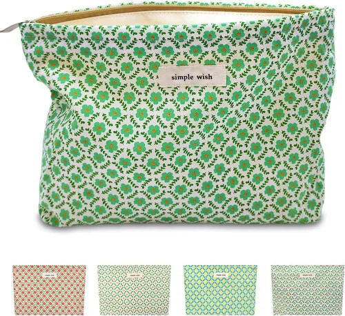 Miniatura 7 de STARDW Bolsa de maquillaje estética floral para mujeres y niñas, bolsa de aseo de viaje con cremallera de gran capacidad, bolsa organizadora