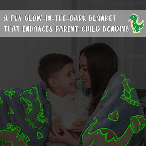 Miniatura 4 de Gdindff Bonita manta infantil que brilla en la oscuridad con diseño de dinosaurio para niños, de franela que brilla en la cama, sofá, sofá, manta