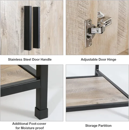 Miniatura 5 de eclife Combo de Tocador de Baño de 36" con Lavabo, Gabinete Moderno de Soporte de Metal con Estante Inferior y Gabinete Lateral de Almacenamiento