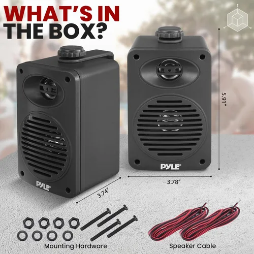 Miniatura 7 de Pyle Par de altavoces para interiores y exteriores – Sistema de altavoces de rango completo de 2 vías de 200 vatios a prueba de agua dual de 3.5