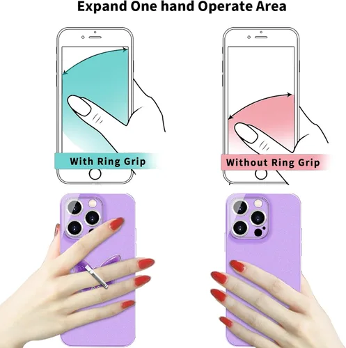 Miniatura 4 de TACOMEGE Soporte para teléfono con purpurina brillante, diseño de mariposa, color morado para mujeres y niñas, compatible con smartphone, tableta