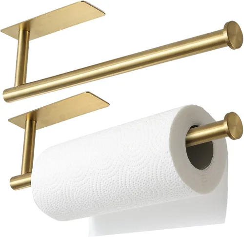 Miniatura 10 de theaoo - Toallero de papel para debajo del gabinete para cocina, toallero adhesivo para baño, montado en la pared, negro mate, acero inoxidable