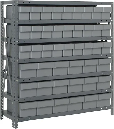 Miniatura 415 de Quantum QSBU-245BK Heavy Duty Shelving Unit with (7) Shelves and (24) QUS245 Black Bins for Garage Warehouse Storage Distribution 400 lb Load