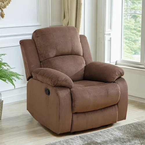 Miniatura 59 de Sofá reclinable manual moderno, sofá reclinable de cuero de 3 plazas, sofá reclinable de sala de estar, sofá con portavasos y mesa abatible
